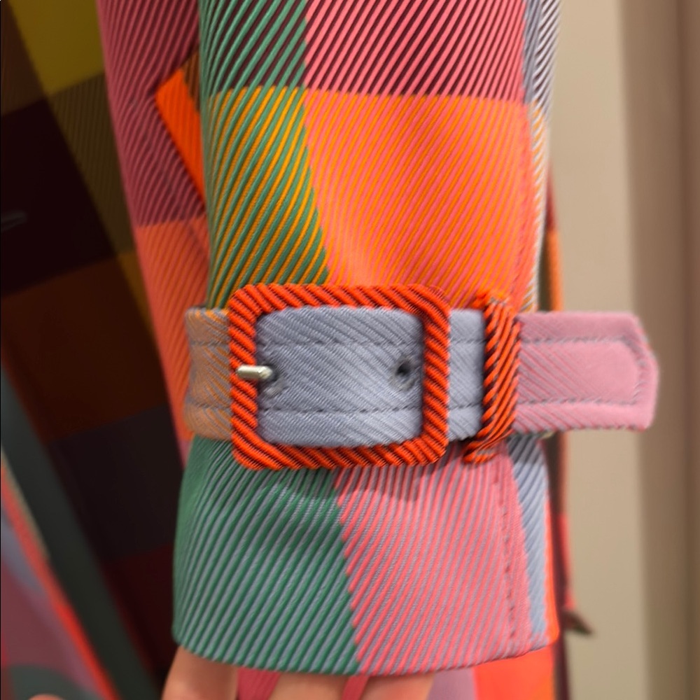 NWT Boden Viral Neon Checkered Trench - Picture 5 of 5